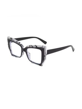 * Unisex Gradient Colorblock Square Frame Transparent Len Computer Glasses Black